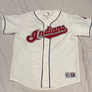 Majestic Indians Baseball Jersey - White